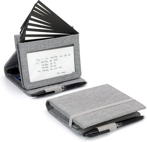 3x5 Inches Index Card Organizer with Pen Loop, Hand Note Card Case, Foldable Business Card Display Stand, Zipper Pouch, Fabric Card Wallet, 5 Index Tabs, Fuchsia in Saudi Arabia