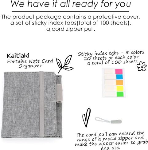 3x5 Inches Index Card Organizer with Pen Loop, Hand Note Card Case, Foldable Business Card Display Stand, Zipper Pouch, Fabric Card Wallet, 5 Index Tabs, Fuchsia in Saudi Arabia