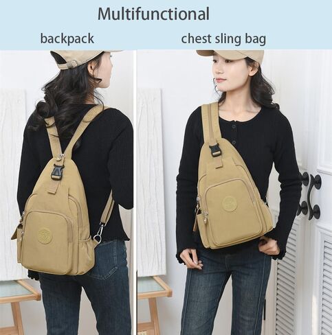 Small Convertible Backpack for Women Sling Bag Purse Anti-theft Travel Bag Casual Nylon Daypack Multipurpose Design Shoulder Bag Fashion Satchel in Saudi Arabia