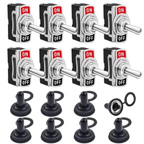 COROTC Toggle Switch, 8 Pack SPST 2 Pin Waterproof Toggle Witch 12V 20A, Heavy Duty ON Off Switch for Boat, Yacht, Vessels...