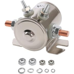 Max 300A 12 Volt Continuous Duty Solenoid Relay 4-Terminal for Golf Carts Heavy Duty Winch Marine in Rush SPST 12VDC 12V Solenoid Relay Nickel-Plating
