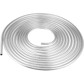 X AUTOHAUX 3/8" Car Brake Line Tubing 25ft Tubing Coil for Hydraulic Braking Systems and Transmission System Silver Tone