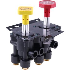 WQSING Dual Manifold Dash Valve KN20619 for Haldex RKN20619 3/8″ Push to Connect 1/4″ Unthreaded Mount Hole Trailer Parking Style B Hand Operated Valve Compatible with Volvo 20560009 85123221 20523171