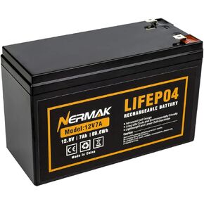 12V 7Ah (7.2Ah) Lithium LiFePO4 Deep Cycle Battery, 2000+ Cycles Lithium Iron Phosphate Rechargeable Battery for Solar Powar, Lighting, Power Wheels, Fish Finder and More, Built-in 8A BMS