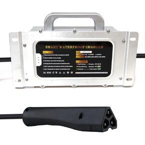 JFX 48 Volt 15 Amp Cart Battery Golf Cart Batteries Charger for 48V Club Golf Cart,Go Cart Battery Waterproof IP68 with Ez-Go RXV Plug 3 Prong Connector