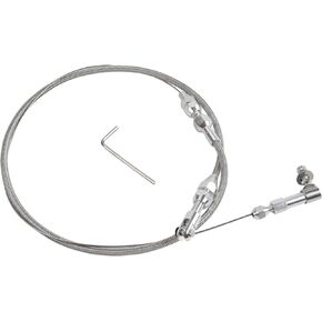 24" Hi-Tech Universal Throttle Cable Kit Braided Stainless Steel with Aluminum Fittings Ferrules, Replacement Accelerator Cable 24 inch Long Cut To Fit