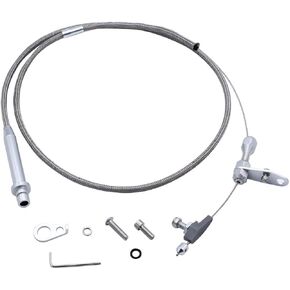 1 PC SHLPDFM TH-350 Stainless Braided Transmission Kick Down Cable Compatible with All Gm 350 Th350 Transmissions chevy Olds Pontiac Buick