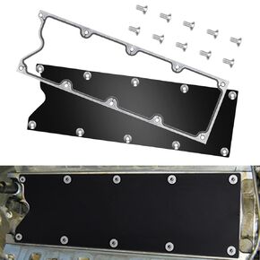 Endxedo LS Gen 3 Valley Pan Cover Plate with Gasket and Seals Low Profile - Aluminum Knock Sensor fit for LSX LS1 LM7 LR4 LQ4 LS6 L59 LQ9 LM4 L33 (Black)