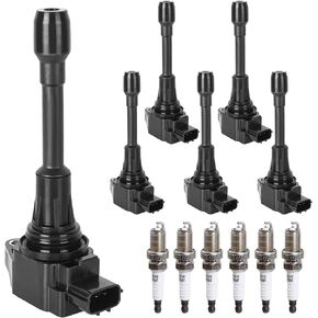 Ignition Coil Packs & Spark Plugs Compatible with V6 3.5L 3.5 2009-2020 Nissan Maxima Murano Altima Pathfinder Quest, Infiniti Q50 Q70 QX60 EX35 FX35 G25 G35 M35h, UF550, Pack of 6