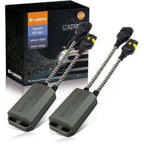 D-Lumina 9005 9006 H10 9012 LED Canbus Decoder Anti-Flicker Harness, LED Bulbs Resistor Decoder Error Eliminator, LED Warning Canceller Capacitors Resistor (1 Pair)