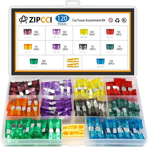 ZIPCCI 80 قطعة من صمامات السيارة القياسية، مجموعة متنوعة من الصمامات (1A/3A/5A/10A/15A/20A/30A/40AMP) صمامات شفرة السيارات للمركبات الترفيهية والشاحنات والبحرية وإكسسوارات السيارات in Saudi Arabia