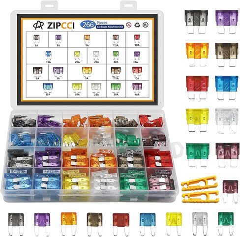 ZIPCCI 80 قطعة من صمامات السيارة القياسية، مجموعة متنوعة من الصمامات (1A/3A/5A/10A/15A/20A/30A/40AMP) صمامات شفرة السيارات للمركبات الترفيهية والشاحنات والبحرية وإكسسوارات السيارات in Saudi Arabia