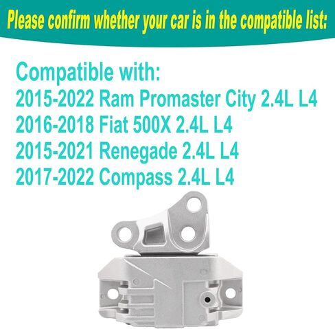 حامل ناقل الحركة MEIZIZI متوافق مع 2016-2018 Fiat 500X 2015-2020 Renegade 2017-2020 Compass 2.4L 2015-2022 Ram Promaster City بديل لـ 3477 68363996AA 68363756AA 68246475AA in Saudi Arabia