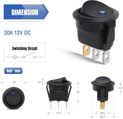 Nilight 5PCS LED مضاءة الروك التبديل 12V الأزرق LED مضيئة على إيقاف تبديل التبديل 30A 3Pin SPST البيضاوي على شكل التبديل 12mm حفرة للسيارات سيارة شاحنة RV الدراجات النارية القوارب البحرية، 2 سنة الضمان in Kuwait