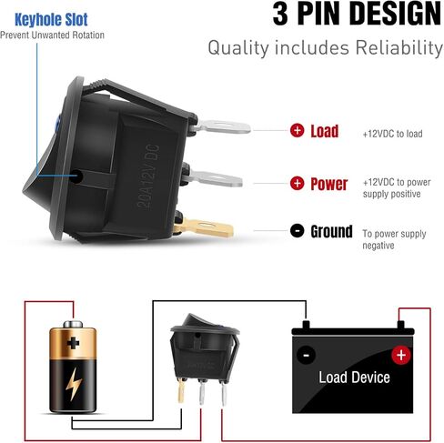 Nilight 5PCS LED مضاءة الروك التبديل 12V الأزرق LED مضيئة على إيقاف تبديل التبديل 30A 3Pin SPST البيضاوي على شكل التبديل 12mm حفرة للسيارات سيارة شاحنة RV الدراجات النارية القوارب البحرية، 2 سنة الضمان in Kuwait