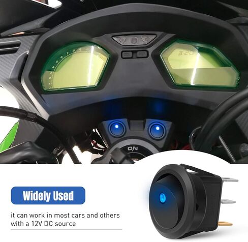 Nilight 5PCS LED مضاءة الروك التبديل 12V الأزرق LED مضيئة على إيقاف تبديل التبديل 30A 3Pin SPST البيضاوي على شكل التبديل 12mm حفرة للسيارات سيارة شاحنة RV الدراجات النارية القوارب البحرية، 2 سنة الضمان in Kuwait