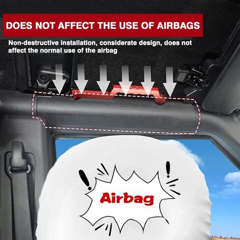 2 pcs Rear Roll Bar Grab Handles Compatible with 2023 2024 New Ford Bronco 2021 2022 4 Door, Aluminum Alloy Grip Handles Bronco Interior Accessories(Black) in Kuwait