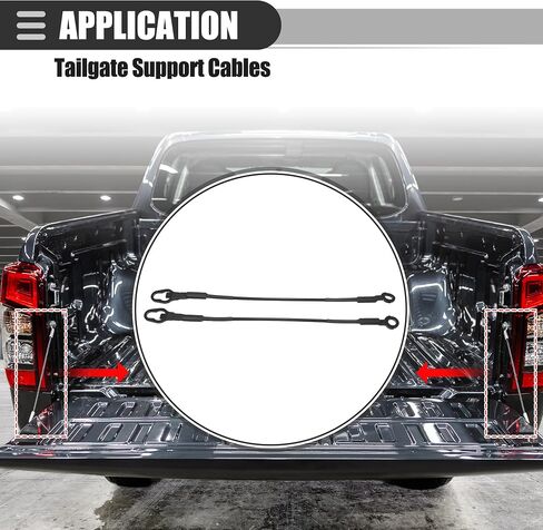 كابلات Motoforti Tailgate، كابلات دعم الباب الخلفي، لسيارة Toyota Tundra 2004-2006، كابلات الباب الخلفي للشاحنة، رفع أشرطة دعم البوابة، رقم 657700C100/65770-0C100، أسود، قطعتان in Kuwait