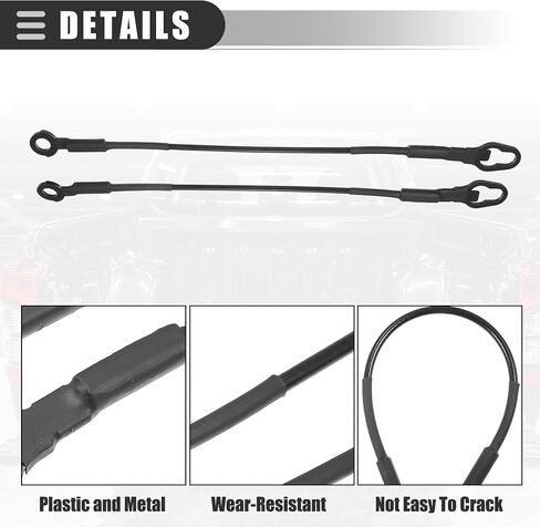 كابلات Motoforti Tailgate، كابلات دعم الباب الخلفي، لسيارة Toyota Tundra 2004-2006، كابلات الباب الخلفي للشاحنة، رفع أشرطة دعم البوابة، رقم 657700C100/65770-0C100، أسود، قطعتان in Kuwait