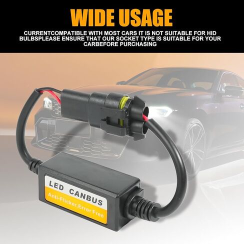 2 PCS Car 9006/HB4/9012 LED Decoder, Radio Audio Led Filter, Warning Error Fault Decoder to Fix Bulb On and Off Problem, Universal LED Light System Anti-Flicker Harness Adapter for Car (Black) in Saudi Arabia