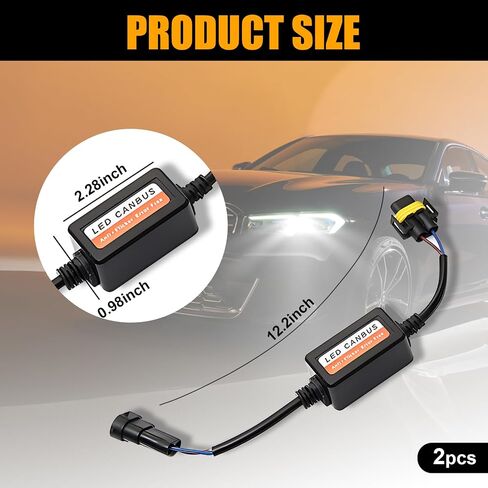2 PCS Car 9006/HB4/9012 LED Decoder, Radio Audio Led Filter, Warning Error Fault Decoder to Fix Bulb On and Off Problem, Universal LED Light System Anti-Flicker Harness Adapter for Car (Black) in Saudi Arabia
