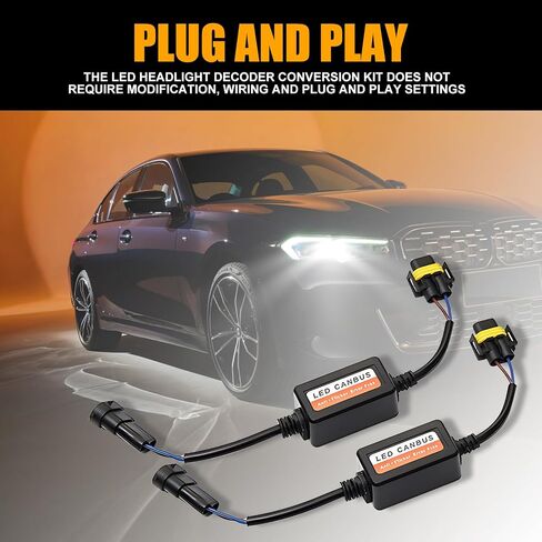 2 PCS Car 9006/HB4/9012 LED Decoder, Radio Audio Led Filter, Warning Error Fault Decoder to Fix Bulb On and Off Problem, Universal LED Light System Anti-Flicker Harness Adapter for Car (Black) in Saudi Arabia
