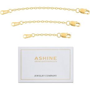 ASHINE 925 من الفضة الاسترليني والذهب عيار 14 قيراط بمشبك قوي على شكل جراد البحر بطول 1.3 ملم وموسع للقلادة الإيطالية - مجموعة ثلاث قطع في 1، 2، 3 بوصات و2، 4، 6 بوصات