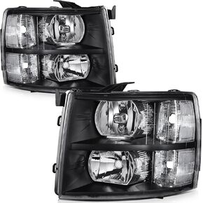 SCITOO Headlights For Chevy Silverado 1500/3500 2007-2013,For Chevy Silverado 2500 2007-2014 Headlamps Chrome Housing Clear Reflector Clear Lens Driver and Passenger Side