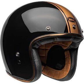 BELL Custom 500 Open-Face Motorcycle Helmet (Gloss Rally Black/Bronze - Medium)