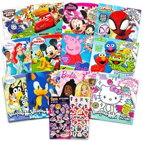 12 Mess Free Coloring Books with Mini No Mess Markers - Imagine Ink Coloring Activity Bundle for Toddlers, Kids Ages 3 4 5 6 | 72 Messless Coloring Pages with Bluey, Sonic, Hello Kitty, More