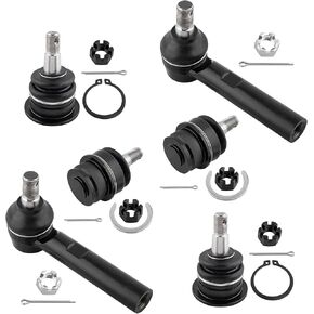 BOXI (Set of 6) Front Upper Lower Ball Joints and Outer Tie Rods fit for Lexus GX470 2003-2009 / for Toyota 4Runner 2003-2009 / for Toyota FJ Cruiser 2007-2009 / Replaces ES80378 K500017 K500018