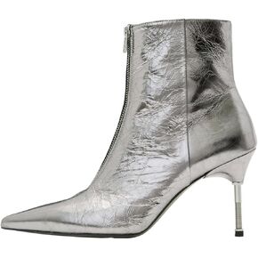 AllSaints Women's Natasha Pointed Metallic Leather Boots Mid Calf