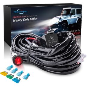 MICTUNING HD 14AWG 300w LED Light Bar Wiring Harness Fuse 40Amp Relay ON-OFF Waterproof Switch(2Lead)