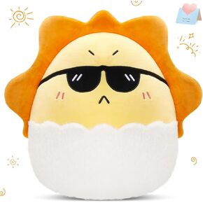 Houwsbaby 14" Sun with Sunglasses Plush Pillow, Orange Cool Sun on a Cloud Stuffed Animal, Soft and Cute Plush Toy Cushion, Room Decoration, Fun Gifts for Boys Girls Kids Christmas Halloween Festivals