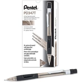 Pentel Quicker Clicker Mechanical Pencil (0.7mm) Transparent Black Barrel, Box of 12 (PD347TA)