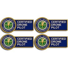 4-Pack: Certified Drone Pilot Sticker (FAA Vinyl Fly Decal Flying Aviation Set Pack (1 x 2 inch Each)