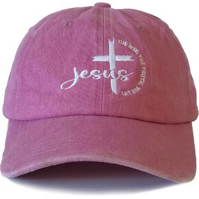 Christian Jesus Cross Hat Embroidered Adjustable Washed Religious Faith Baseball Caps