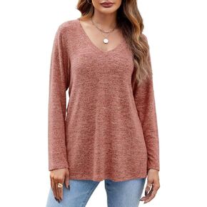 BELAROI Plus Size Sweaters for Women Fall Casual Tops Tunic Sweater V Neck Pullover Dressy Long Sleeve Loose Fit Blouse Shirt