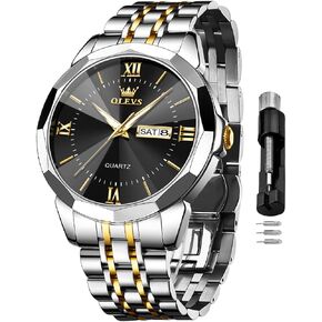 OLEVS Watches for Men Luxury Diamond Casual Large Dial Watches Stainless Steel Waterproof Business Dress Analog Luminous Date Mens Watches