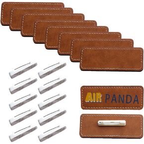 Name Tags with Pins, 10 PCS PU Leather Sublimation Blank Employee Name ID Badge Holders with Clips Nametags Labels with Round Corners for DIY Office, Restaurants, Students, Retail Stores, Coffee Shop