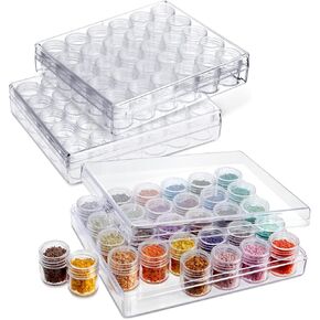 Bright Creations Clear Bead Storage Organizers - Plastic Containers with Lids for Glitter, Arts, and Crafts - 3 Pack Picture Containers (93 Pieces)
