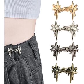 Pant Waist Tightener Star Jean Buttons for Loose Jeans No Sew Buttons Stars Jean Waist Tightener for Jeans Button Replacement Four Pointed Star Pants Waist Tightener Adjustable Star Buttons for Jeans