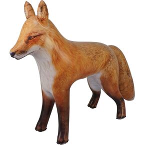 39" Realistic Animal Inflatable Arctic Red Fox Toys: Perfect for Indoor, Outdoor, Pool & Jungle Safari Birthday Party Fun!