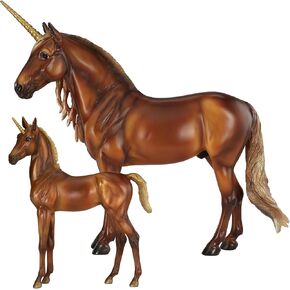 Breyer Traditional Series Cyrus & Solana: Unicorn Stallion & Foal | Unicorn Toy | 13" x 10" | 1:9 Scale | Model #10082