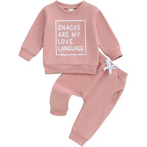 Molgkyo Toddler Baby Girl Clothes Set Letter Print Long Sleeve Pullover Sweatshirt Jogger Pants Set Fall Winter Outfits