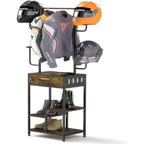 Motorcycle Helmet Holder Helmet Rack Helmet Hanger Helmet Stand with Hook and Drawer for Storing Motorcycle Accessories, Motorcycle Helmet, Caps, Baseballs and Rugby Helmet