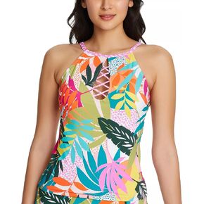 Bleu by Rod Beattie Wild at Heart High-Neck Tankini Top Women's Swimsuit White Multi 6