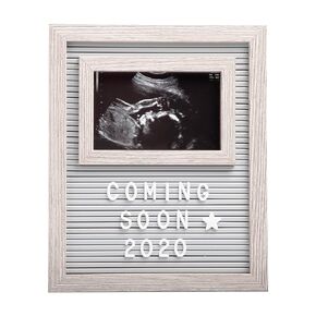 Kate & Milo Baby Sonogram Photo Frame, I Can't Wait To Meet You Ultrasound Keepsake, Ideal Pregnancy Announcement, Nursery Décor, Baby Girl and Baby Boy Gift, Gray