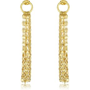 Gold Dangle Earrings For Women 14K Gold Plated 316L Stainless Steel Long Tassel Drop Earrings Dainty Gold Earrings Statement Earrings For Lady