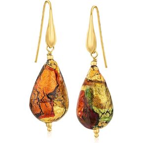 Ross-Simons Italian Multicolored Murano Glass Drop Earrings in 18kt Gold Over Sterling